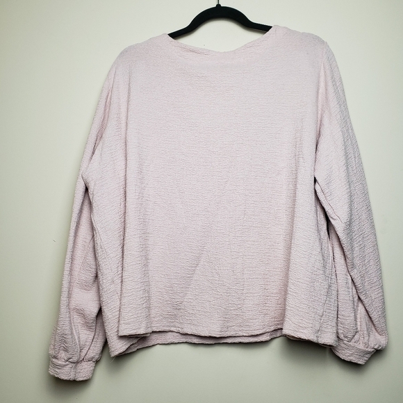UMGEE Pink Blush Long Sleeve Crop Style Woven Blouse - Picture 2 of 5